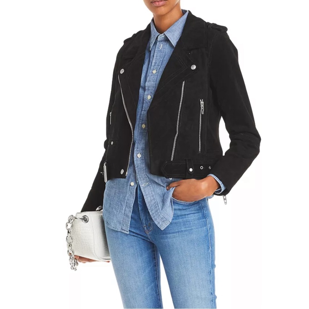 BLANKNYC women’s black suede Moro jacket